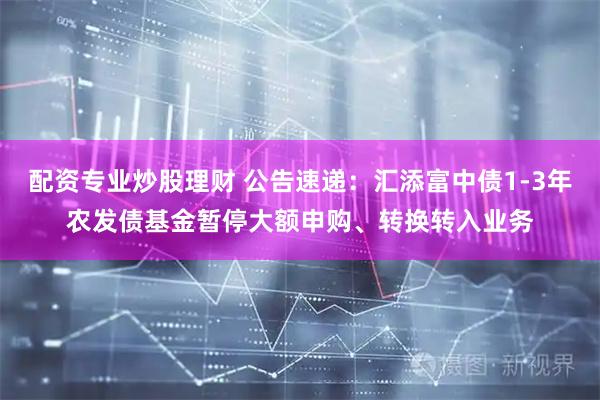 配资专业炒股理财 公告速递:汇添富中债1-3年农发债基金暂停大额申购、转换转入业务